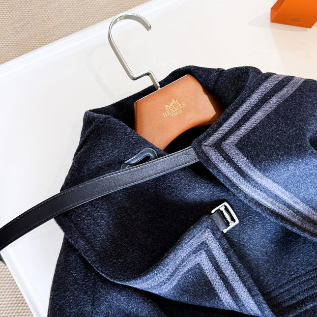 HERMES 25S LONG STAND-COLLAR CASHMERE COAT 257