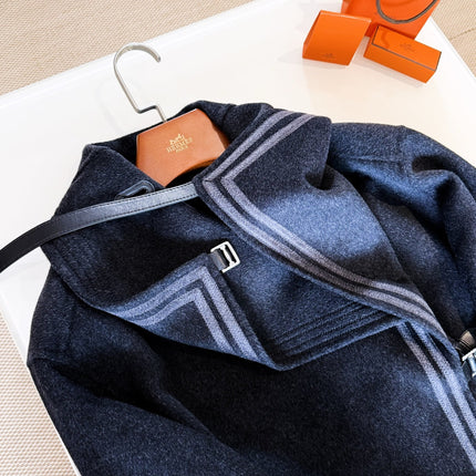 HERMES 25S LONG STAND-COLLAR CASHMERE COAT 257