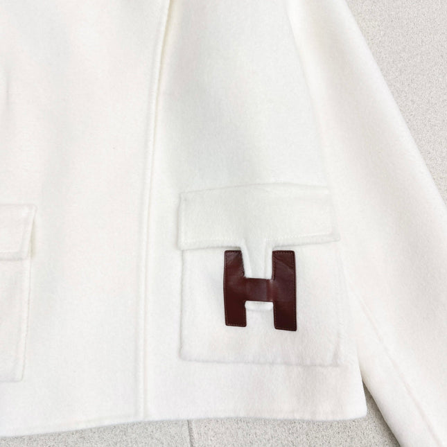 HERMES 25S DOUBLE-FACED WOOL STAND-COLLAR COAT 188