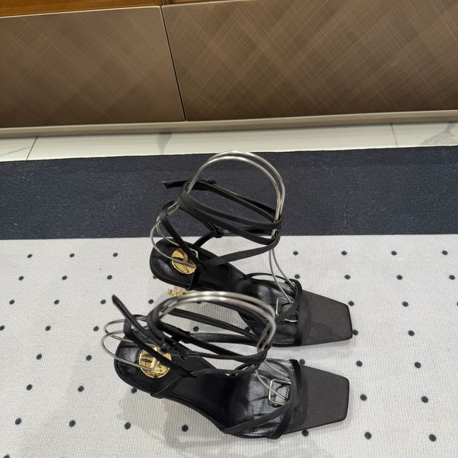 SATIN OPYUM HIGH SANDALS BLACK