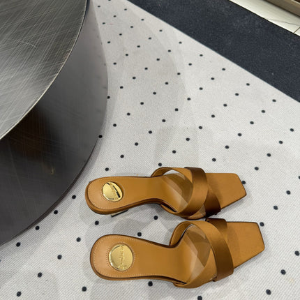 OPYUM HIGH MULES IN BROWNIE SILK