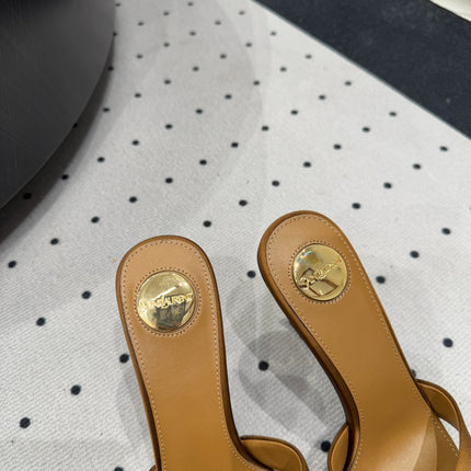 OPYUM HIGH MULES IN BROWNIE SILK