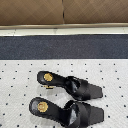 OPYUM HIGH MULES IN BLACK SILK