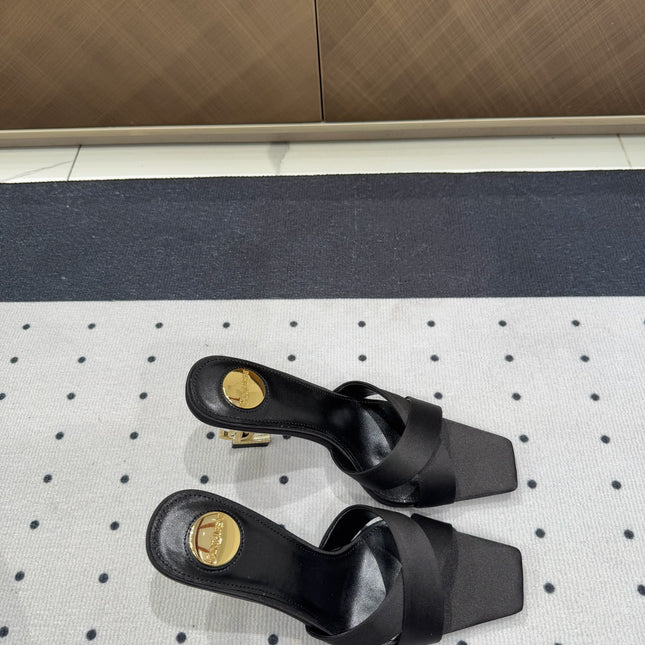 OPYUM HIGH MULES IN BLACK SILK