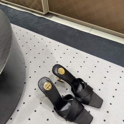 OPYUM HIGH MULES IN BLACK SILK