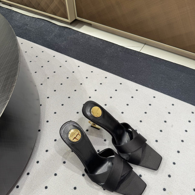OPYUM HIGH MULES IN BLACK SILK