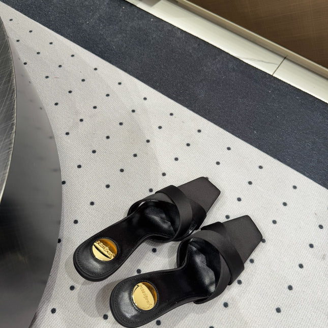 OPYUM HIGH MULES IN BLACK SILK