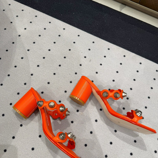 RIOT 65MM SANDAL IN FIRE ORANGE LAMBSKIN