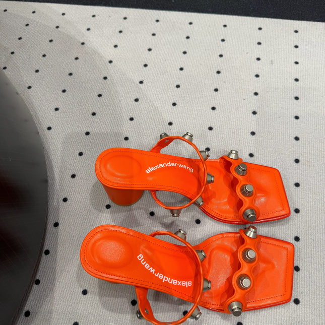 RIOT 65MM SANDAL IN FIRE ORANGE LAMBSKIN