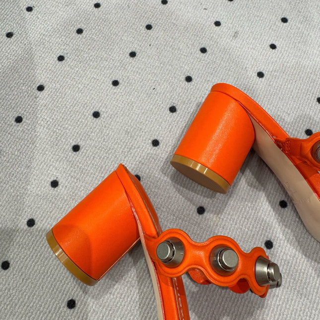 RIOT 65MM SANDAL IN FIRE ORANGE LAMBSKIN