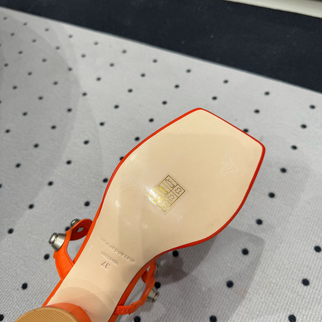 RIOT 65MM SANDAL IN FIRE ORANGE LAMBSKIN