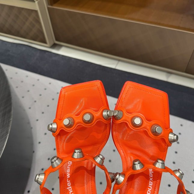 RIOT 65MM SANDAL IN FIRE ORANGE LAMBSKIN