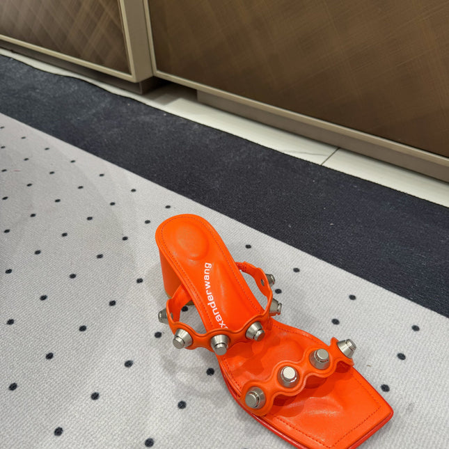 RIOT 65MM SANDAL IN FIRE ORANGE LAMBSKIN
