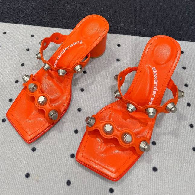 RIOT 65MM SANDAL IN FIRE ORANGE LAMBSKIN