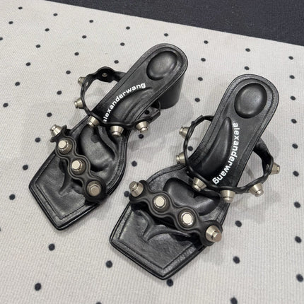 RIOT 65MM SANDAL IN BLACK LAMBSKIN