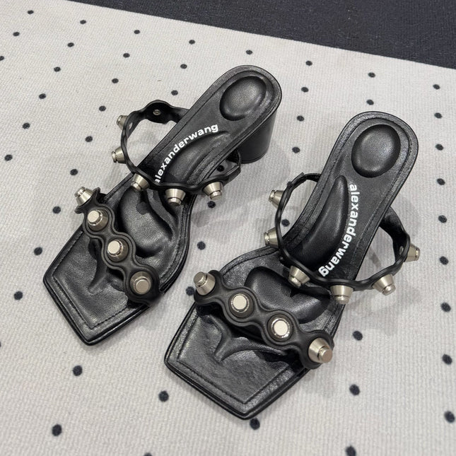 RIOT 65MM SANDAL IN BLACK LAMBSKIN