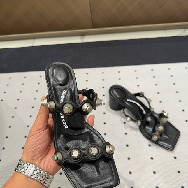 RIOT 65MM SANDAL IN BLACK LAMBSKIN