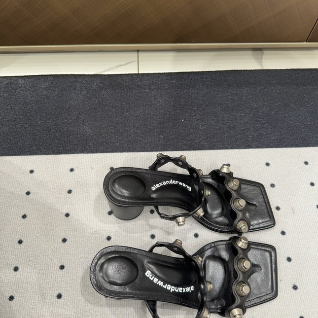 RIOT 65MM SANDAL IN BLACK LAMBSKIN