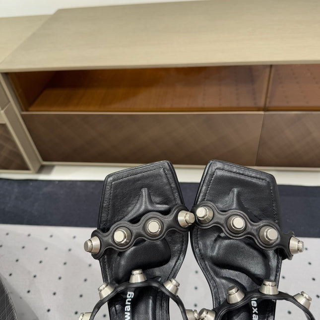 RIOT 65MM SANDAL IN BLACK LAMBSKIN