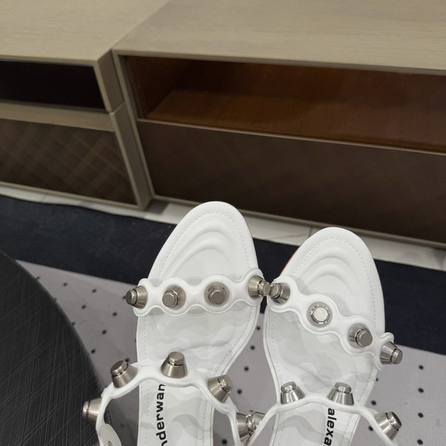 RIOT 80 MM SANDAL IN WHITE LAMBSKIN