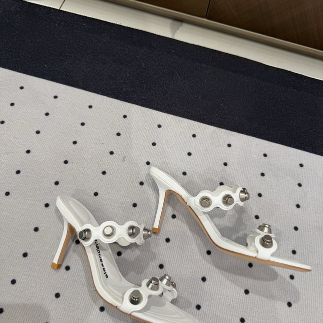 RIOT 80 MM SANDAL IN WHITE LAMBSKIN