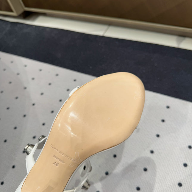 RIOT 80 MM SANDAL IN WHITE LAMBSKIN