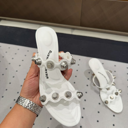 RIOT 80 MM SANDAL IN WHITE LAMBSKIN