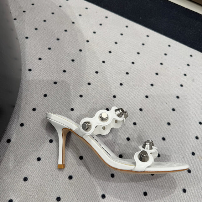 RIOT 80 MM SANDAL IN WHITE LAMBSKIN