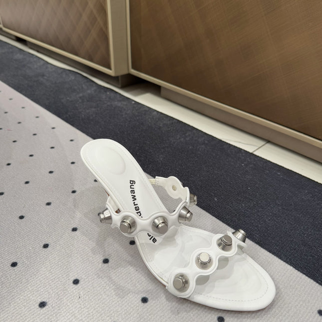 RIOT 80 MM SANDAL IN WHITE LAMBSKIN