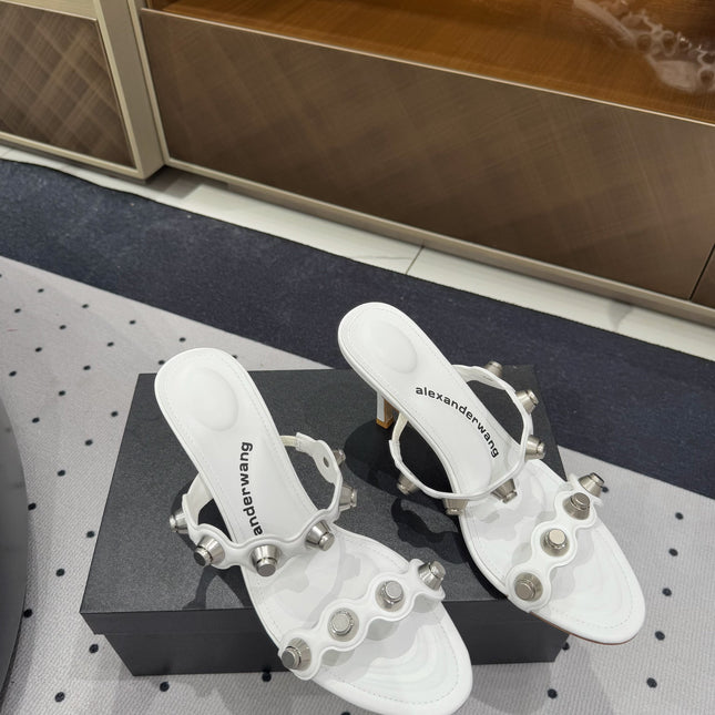 RIOT 80 MM SANDAL IN WHITE LAMBSKIN