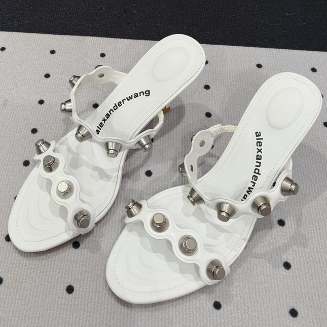 RIOT 80 MM SANDAL IN WHITE LAMBSKIN