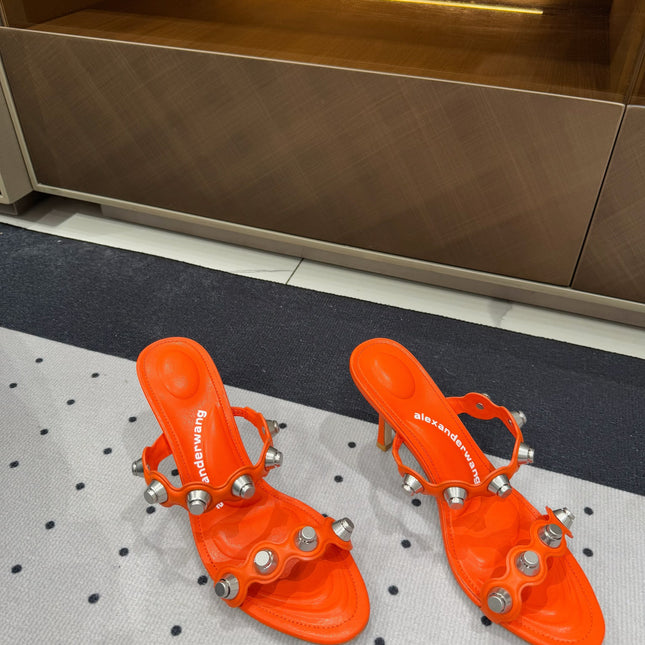 RIOT 80 MM SANDAL IN FIRE ORANGE LAMBSKIN