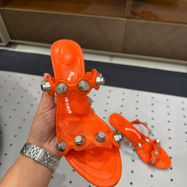 RIOT 80 MM SANDAL IN FIRE ORANGE LAMBSKIN