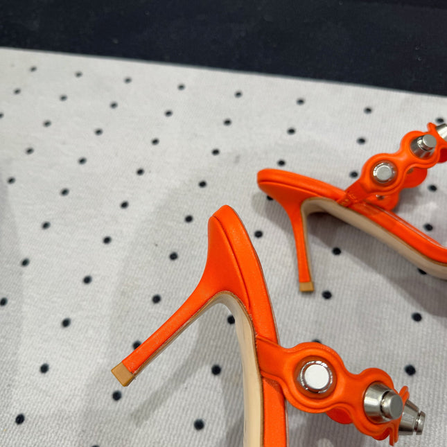 RIOT 80 MM SANDAL IN FIRE ORANGE LAMBSKIN