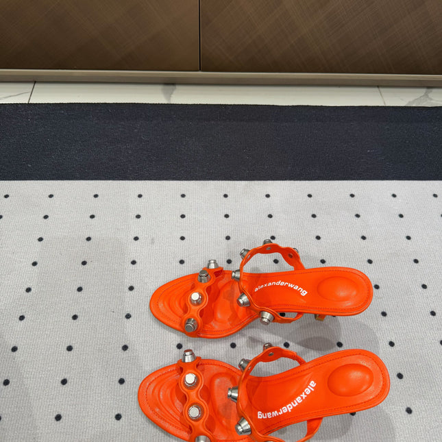 RIOT 80 MM SANDAL IN FIRE ORANGE LAMBSKIN