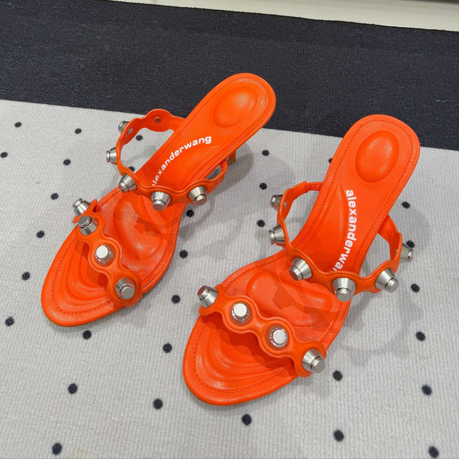 RIOT 80 MM SANDAL IN FIRE ORANGE LAMBSKIN