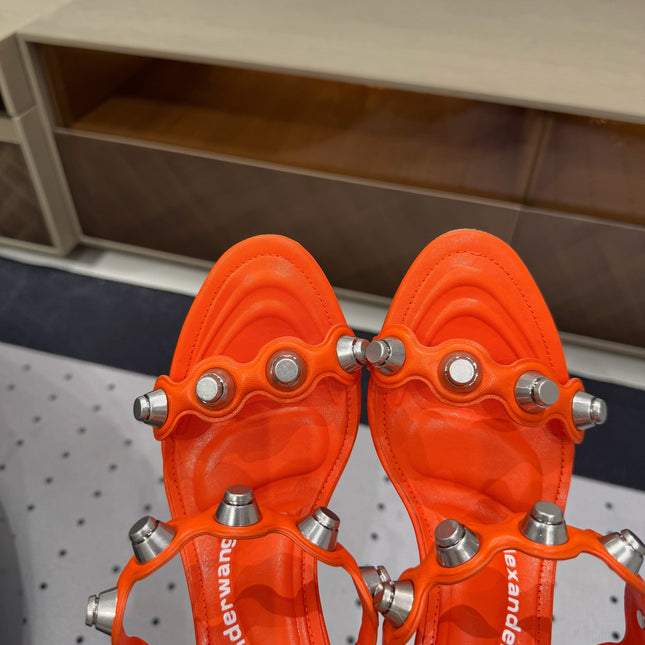 RIOT 80 MM SANDAL IN FIRE ORANGE LAMBSKIN