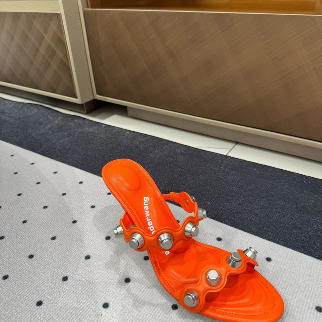 RIOT 80 MM SANDAL IN FIRE ORANGE LAMBSKIN