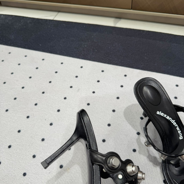 RIOT 80 MM SANDAL IN BLACK LAMBSKIN