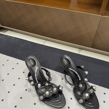RIOT 80 MM SANDAL IN BLACK LAMBSKIN
