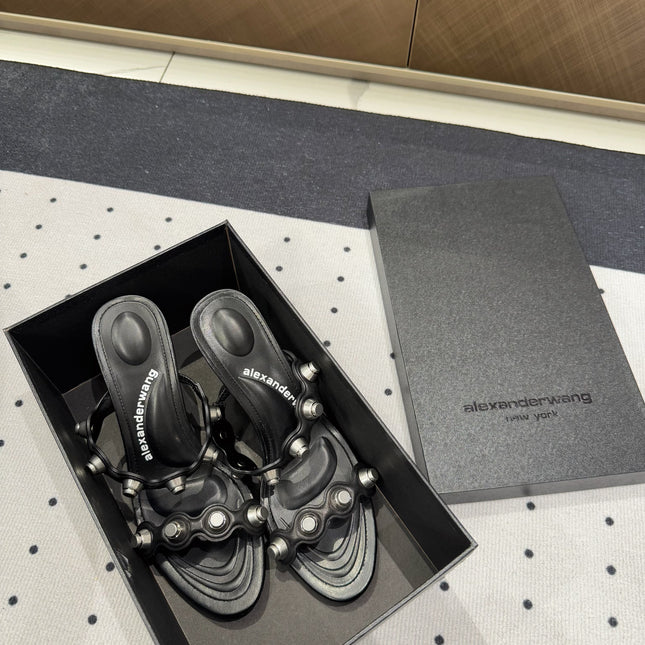 RIOT 80 MM SANDAL IN BLACK LAMBSKIN