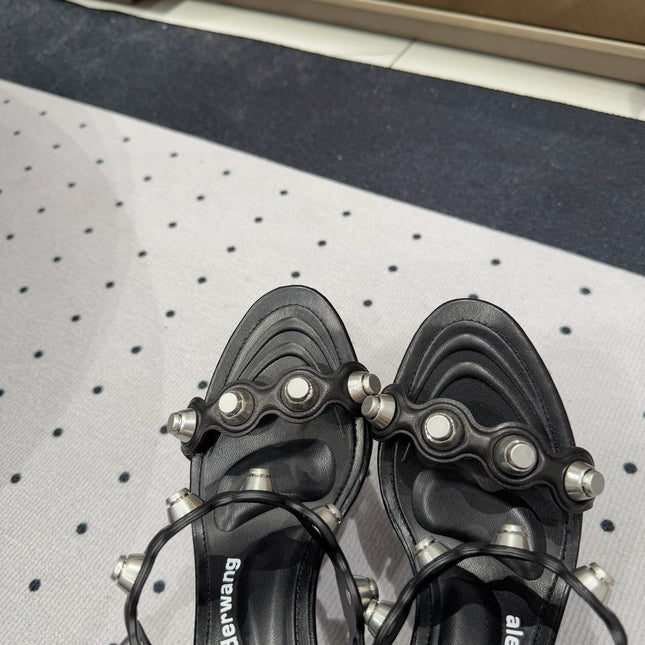 RIOT 80 MM SANDAL IN BLACK LAMBSKIN