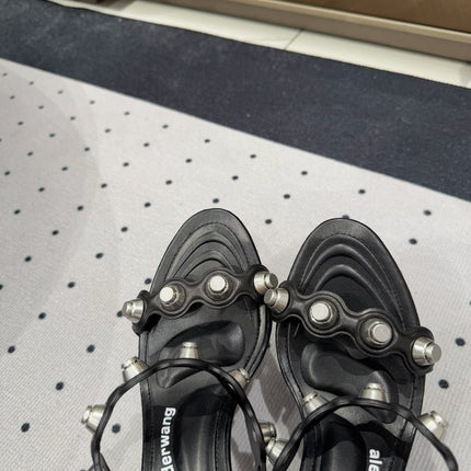 RIOT 80 MM SANDAL IN BLACK LAMBSKIN