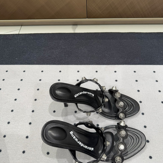 RIOT 80 MM SANDAL IN BLACK LAMBSKIN