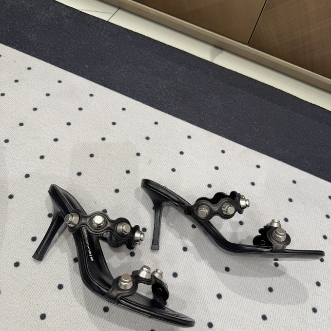 RIOT 80 MM SANDAL IN BLACK LAMBSKIN