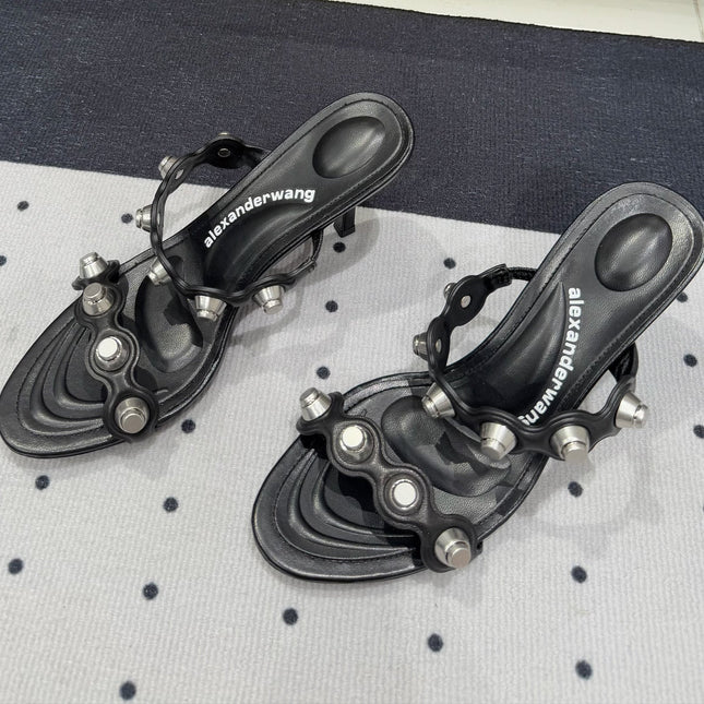 RIOT 80 MM SANDAL IN BLACK LAMBSKIN