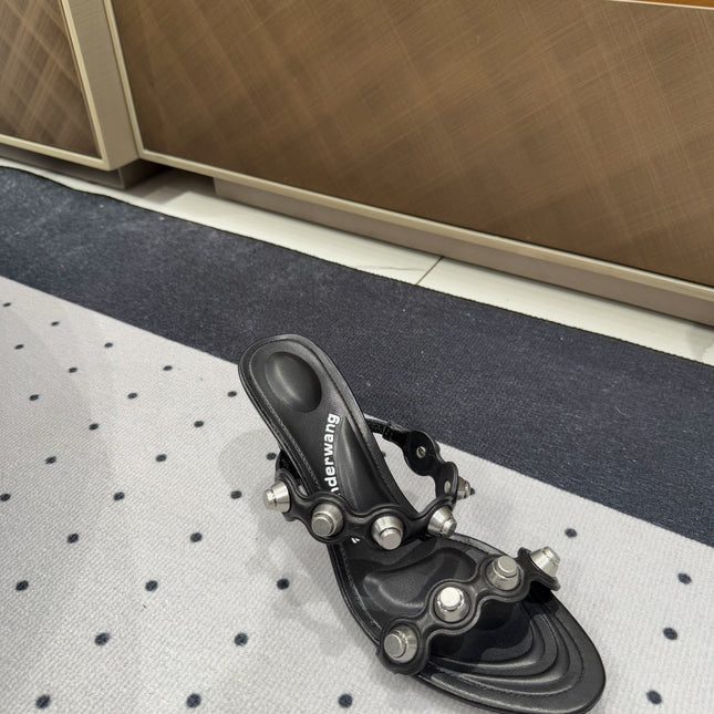 RIOT 80 MM SANDAL IN BLACK LAMBSKIN