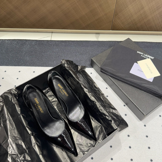 NORMA PUMPS IN BLACK GLOSSY SHEEPSKIN