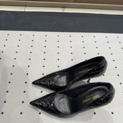NORMA PUMPS IN BLACK CROCODILE PATTERN SHEEPSKIN
