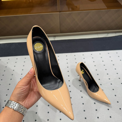 NORMA PUMPS IN BISQUE GLOSSY SHEEPSKIN